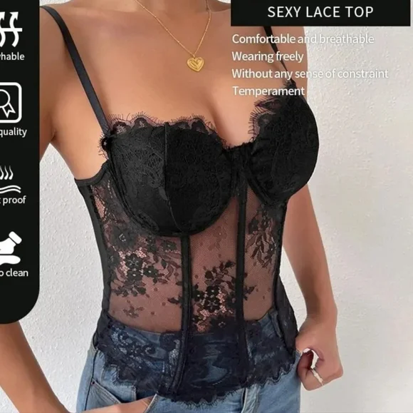 Lace Bustier woth Boning - Picture 3 of 4